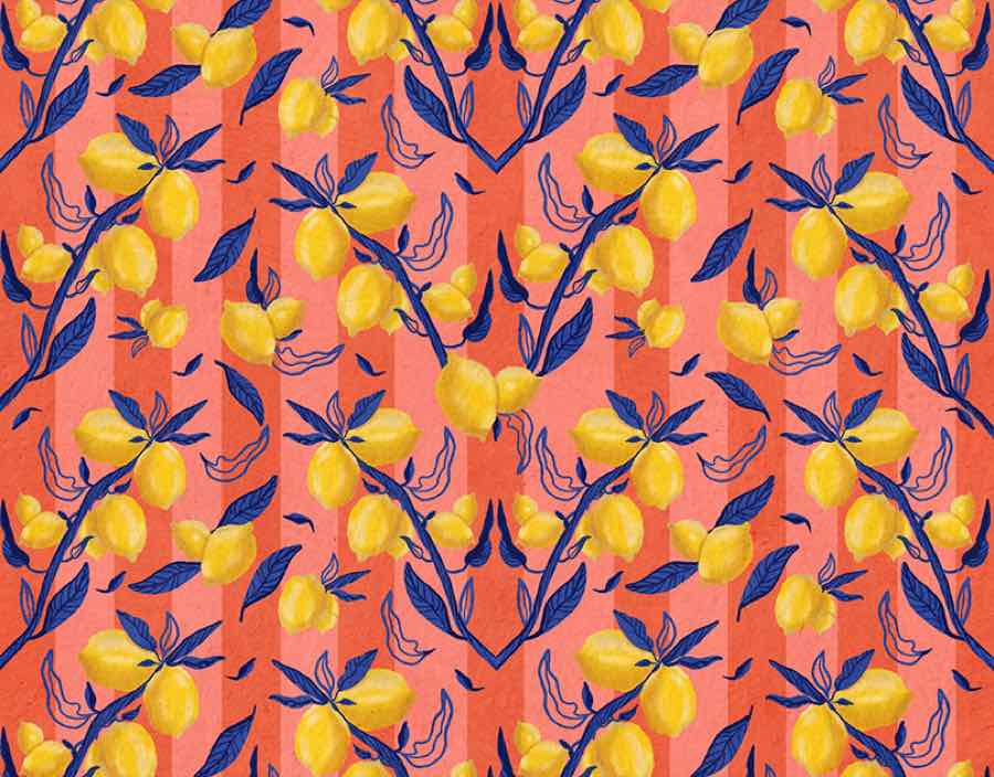 Mediterranean Lemon Patterns repeat pattern